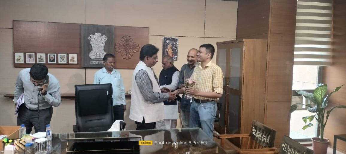 With Cabinet Medical, Higher and Technical Education Minister Shree Rishikesh Patel..