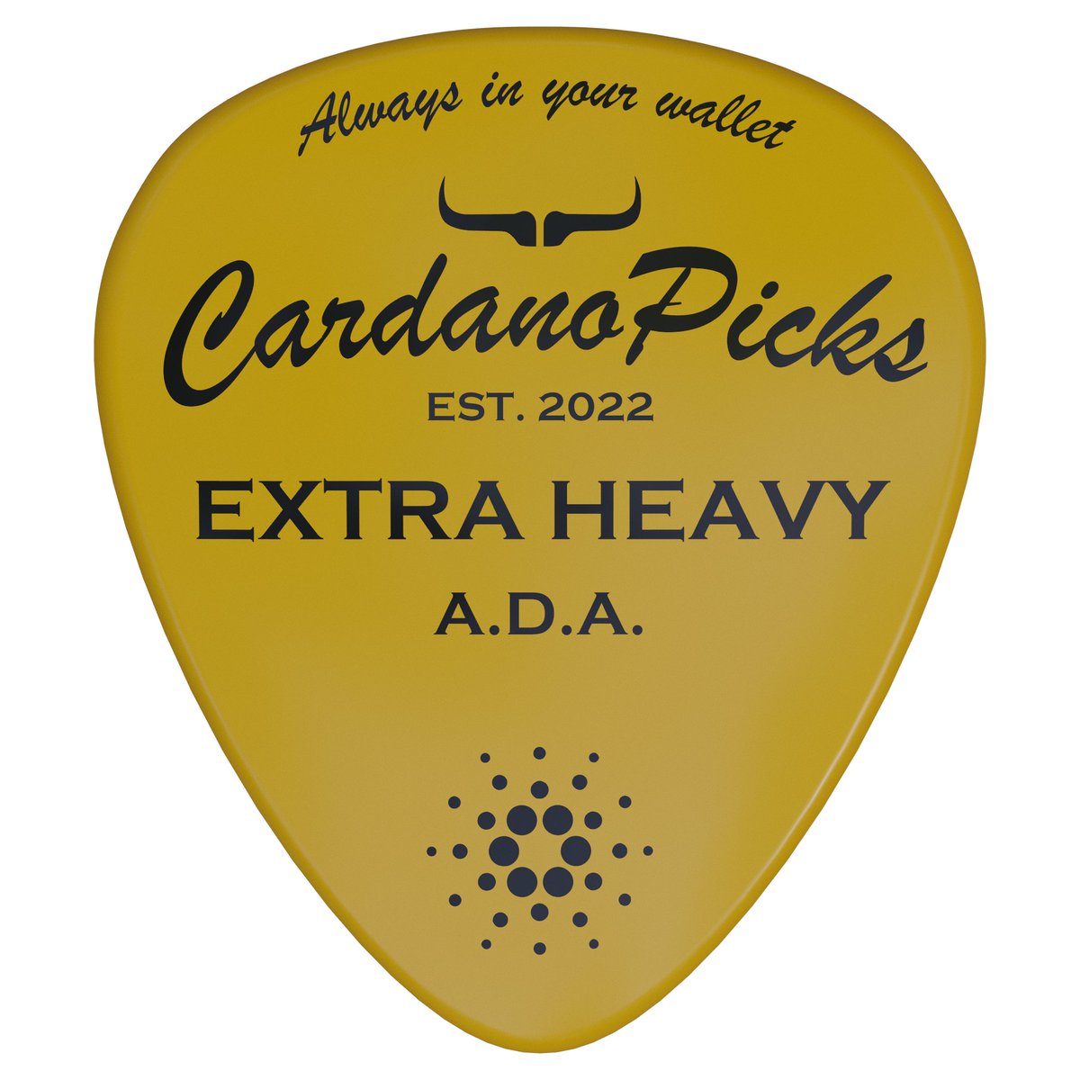 CryptoSigman's tweet photo. Just saw my @CardanoPicks in my wallet! 1 of 5 "extra heavy" AND its gold! rarest in the collection? Love the cool slogan! Check them out! https://t.co/h6Bw3G719D
