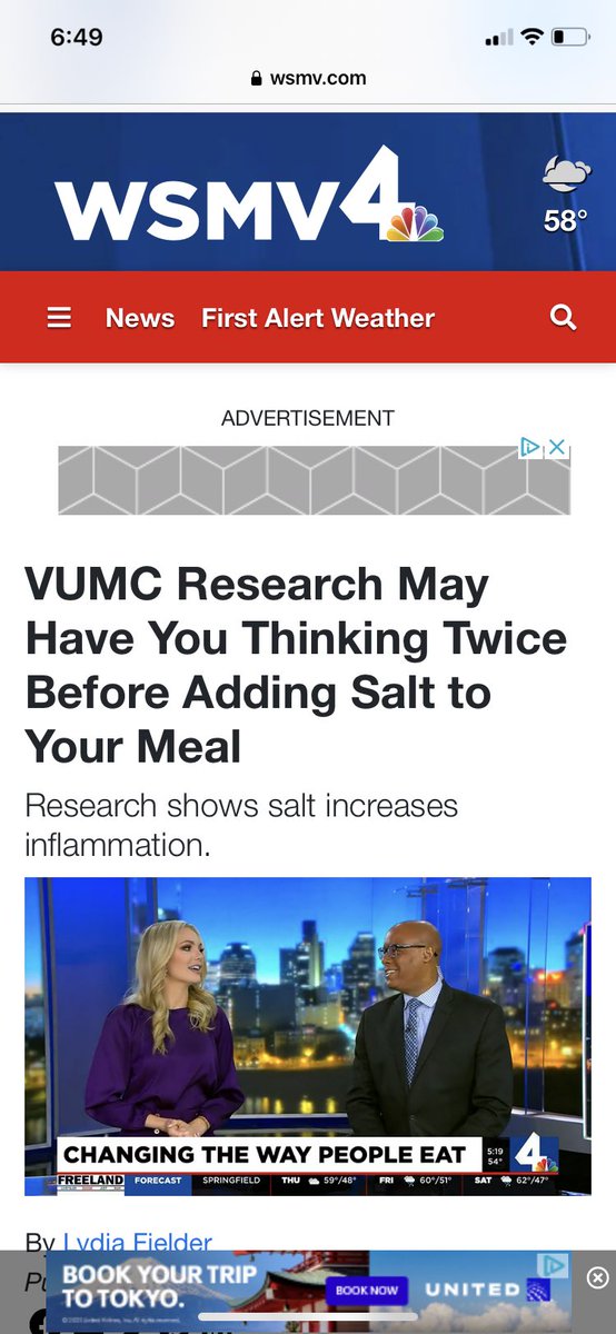 Incredibly honored to be featured on Channel 4 News TV ⁦@WSMV⁩ on how to know if you are #SaltSensitive and your risk of salt-induced #hypertension invoking @AHAScience guidelines ⁦@VUMC_Medicine⁩ 👇🏿 wsmv.com/2022/12/29/vum… HAPPY NEW YEAR!!! ⁦