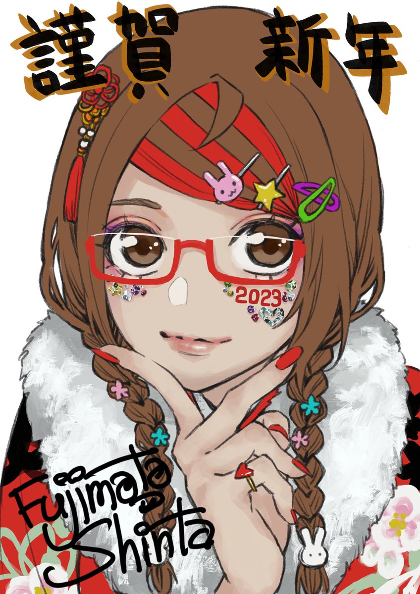 1girl solo hair ornament glasses twin braids brown hair braid  illustration images