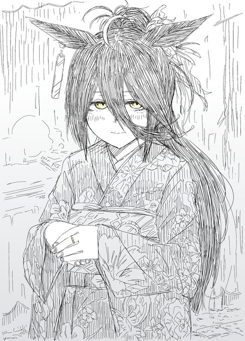 振袖カフェちゃんの絵です 