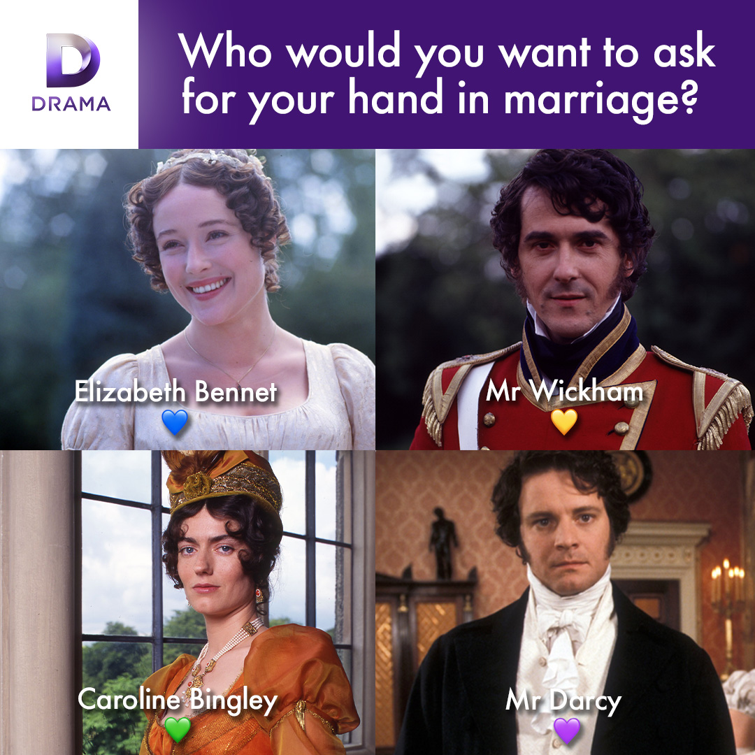 dramachannel's tweet photo. Start the year off with a swoon π₯°
Get stuck in to back to back episodes of #PrideAndPrejudice from 1.45pm Drama π
Are you #TeamWickham, #TeamDarcy, or #TeamBennet? https://t.co/DMSKiIMhlE
