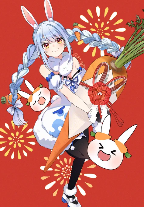 #ぺこらーと 兎年なので立派なニンジン抱えたぺこらちゃん!! 