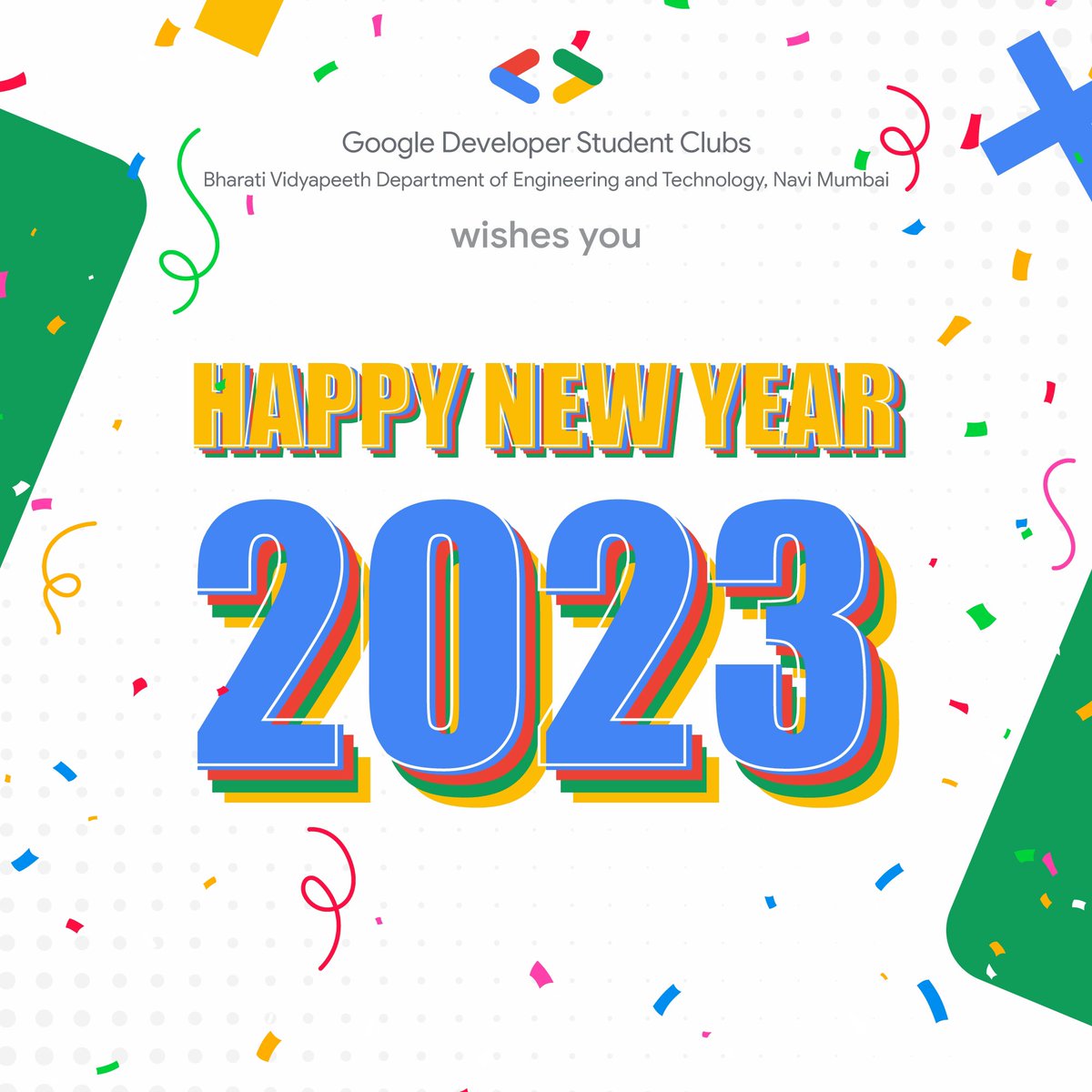 gdscbvp's tweet photo. New year, new start, new chances and new dreams✨
GDSC Wishes all of you a Happy New Year ✨
#HappyNewYear #goodbye2022 #Google #GoogleDeveloper https://t.co/03TSOrrYhk