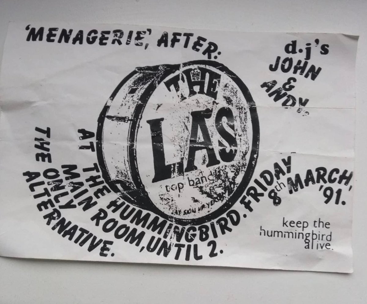 indiekid1974's tweet photo. Old flyer found in an old book by DJ @john_henebury #menagerie #menagerierewind #thehummingbird #birmingham @_The_Las https://t.co/YVB6AWL8Ia