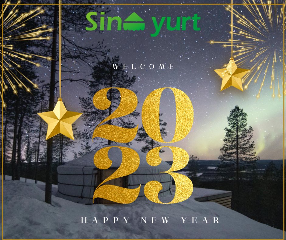 SinoYurt's tweet photo. "Wishing you a happy new year filled with love, laughter, and all your heart's desires."
.
.
.
.
#yurtliving #HappNewyear2023 #newyear #happy #celebrate #Wishing #sinoyurt #yurts #newstart #newopportunities #buy #enjoynature https://t.co/jlzfaPrZRt