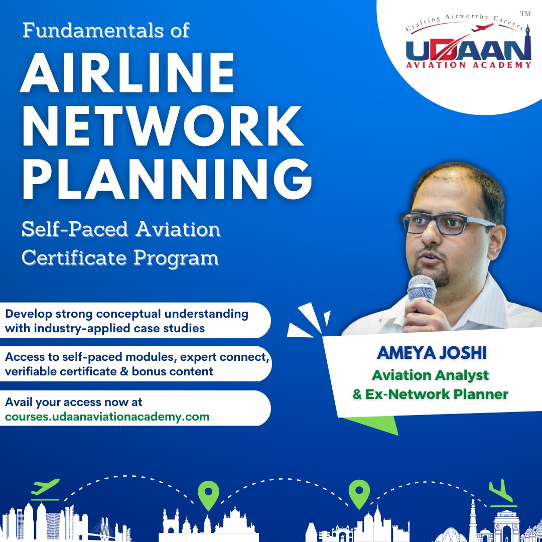 udaan_aviation's tweet photo. Start this year by learning Airline Network Planning from a conceptual and applied standpoint with our beloved expert - Ameya Joshi @khabri_lal!

Kickstart your aviation learning journey right away; apply now: 
https://t.co/lm1xz4di1k

#NetworkPlanning #Aviation #AirworthyYou https://t.co/KwqCHjtZpC