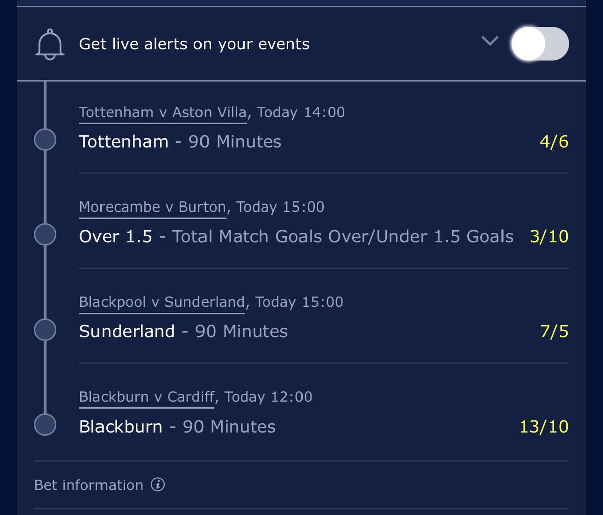 _Bookie_Crusher's tweet photo. Good morning all! ☀️
Hope everyone is enjoying the first morning of 2023.
I’m on a short odds 1/1 double, a longer odds 4 fold (using the same double as a base), and a f{}€ing 🇫🇷 Ligue1 25/1 5-fold #FunOne 🍻💶⚽️🤞🏻 https://t.co/2CQtiICY8a
