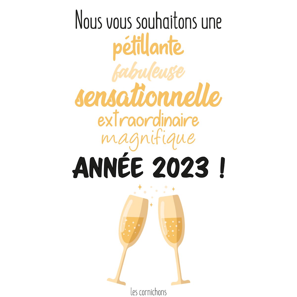 Nous vous souhaitons une pétillante année2️⃣0️⃣2️⃣3️⃣🥳🍾🤩❤️
Mathilde et Damien
#lescornichons #sortezdubocal #champagne