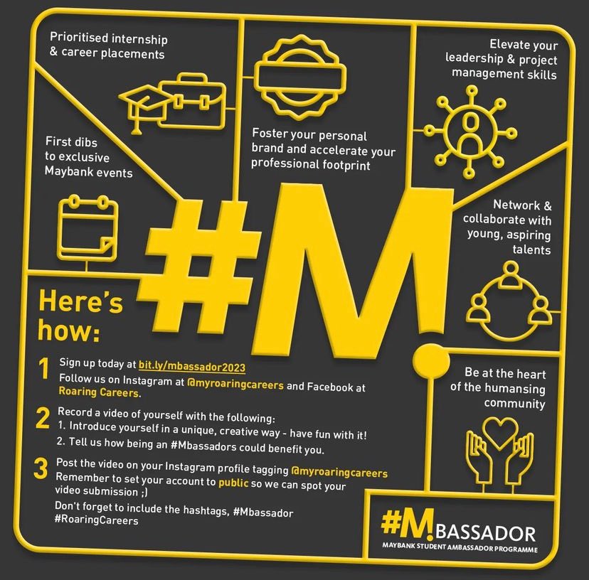 bacciium's tweet photo. [MAYBANK STUDENT AMBASSADOR PROGRAMME 2023]

Assalamualaikum WBT,
The Application for the programme has been extended to *10 January 2023*. Calling all undergraduate student to join the Maybank Ambassador Programme (#Mbassador). https://t.co/hUKtBSJxFg