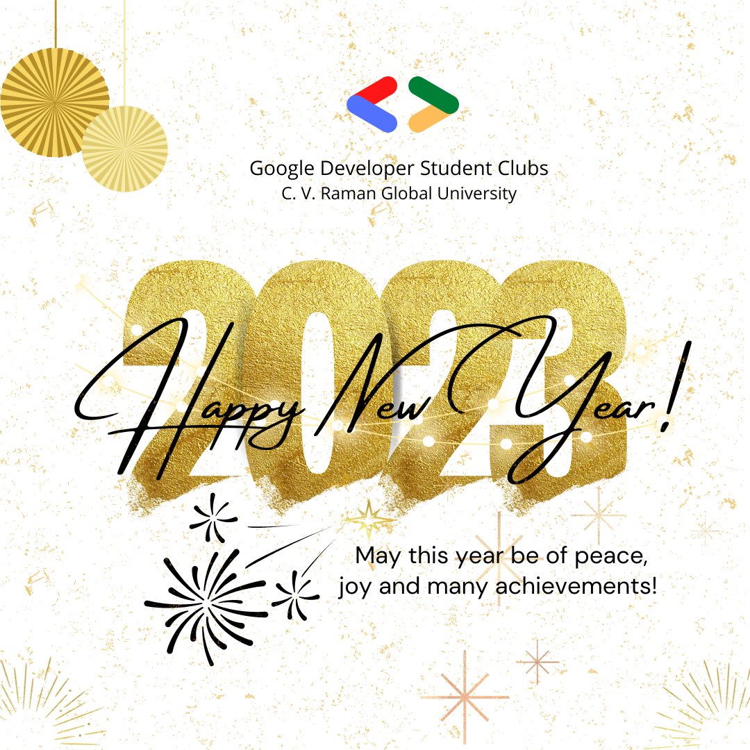DCvrgu's tweet photo. A very happy new year to all from our GDSC-CVRGU community.This year, make a resolution to code 👩‍💻 your way to success. You can achieve anything you set your mind to if you're willing to put in the hard work.
GDSC CVRGU is here to assist you. https://t.co/I5cDsyhWGd
