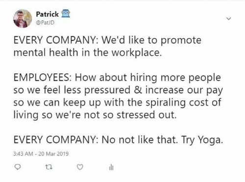 PaulDayMK's tweet photo. @BledTanoe @cvspharmacy Your tweet reminded me of this image. Happy New Year. #PIzzaIsNotWorking #YogaIsNotWorking #FairPay #SafeStaffing #ProfessionalAutonomy #PatienstBeforeProfits https://t.co/5bcu0hzxd2
