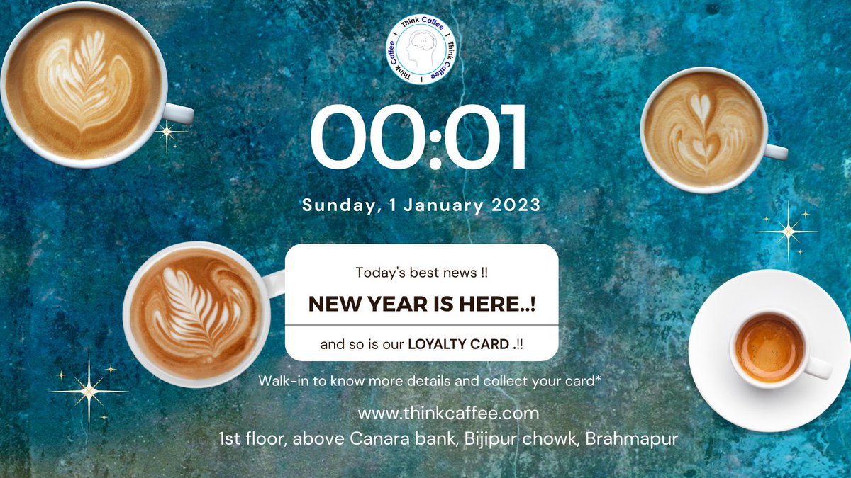 Happy New Year !!
With the new year, comes in the best news !
Introducing our coffee club-'Loyalty card'  from today ..
Walk-in for details and do pick your card too !
.
#thinkcaffee #HappyNewYear2023 #CoffeeTime #loyaltycard #coffeeclub #TrendingNow #silkcity #CoffeeLover