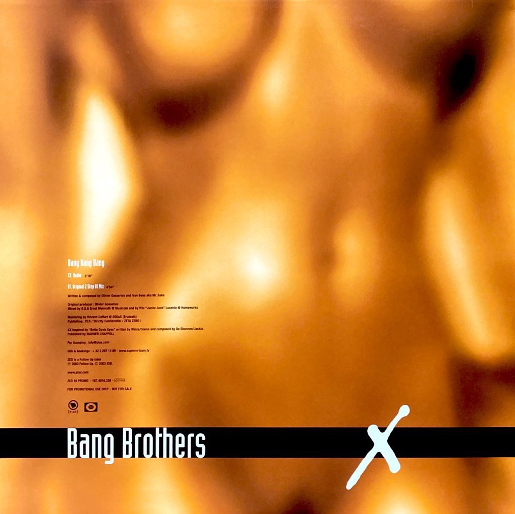 OGosseries's tweet photo. Il y a tout juste 20 ans, le 2 janvier 2003, sortait ce disque produit par mes soins avec #DJSake aux ‘vocals’ et l’ami @DJDADDYK en face B avec un remix de classe mondiale🇧🇪 #BangBrothers #oliviergosseries https://t.co/wvbC94XYZd