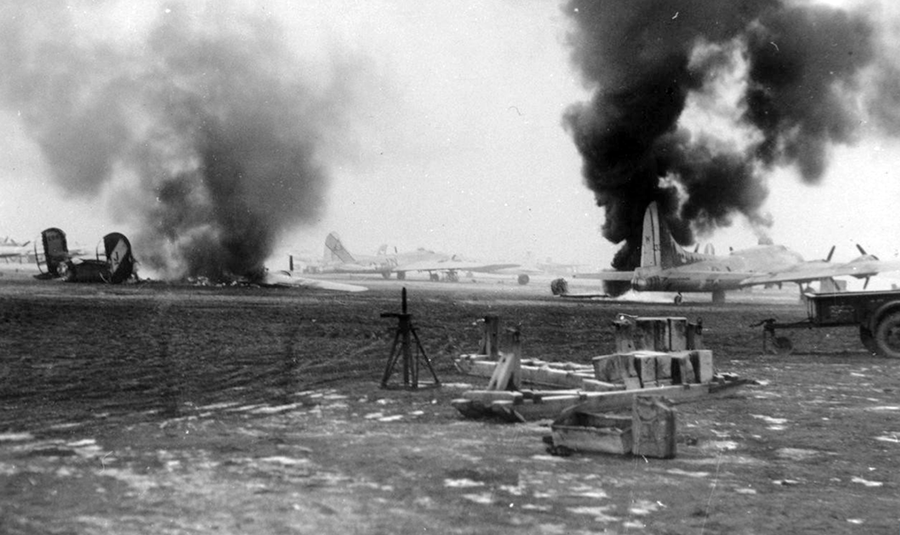 The Luftwaffe’s last major offensive effort achieved complete surprise. At Melsbroek airfield, the AAA positions were not manned, and aircraft were bunched together or in lines, which made perfect targets. The Germans counted 125 Allied aicraft destroyed. #WW2