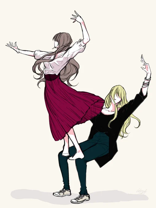 [創作大人百合?]2人一組でやってみましょう。#無責任会社サタデー 