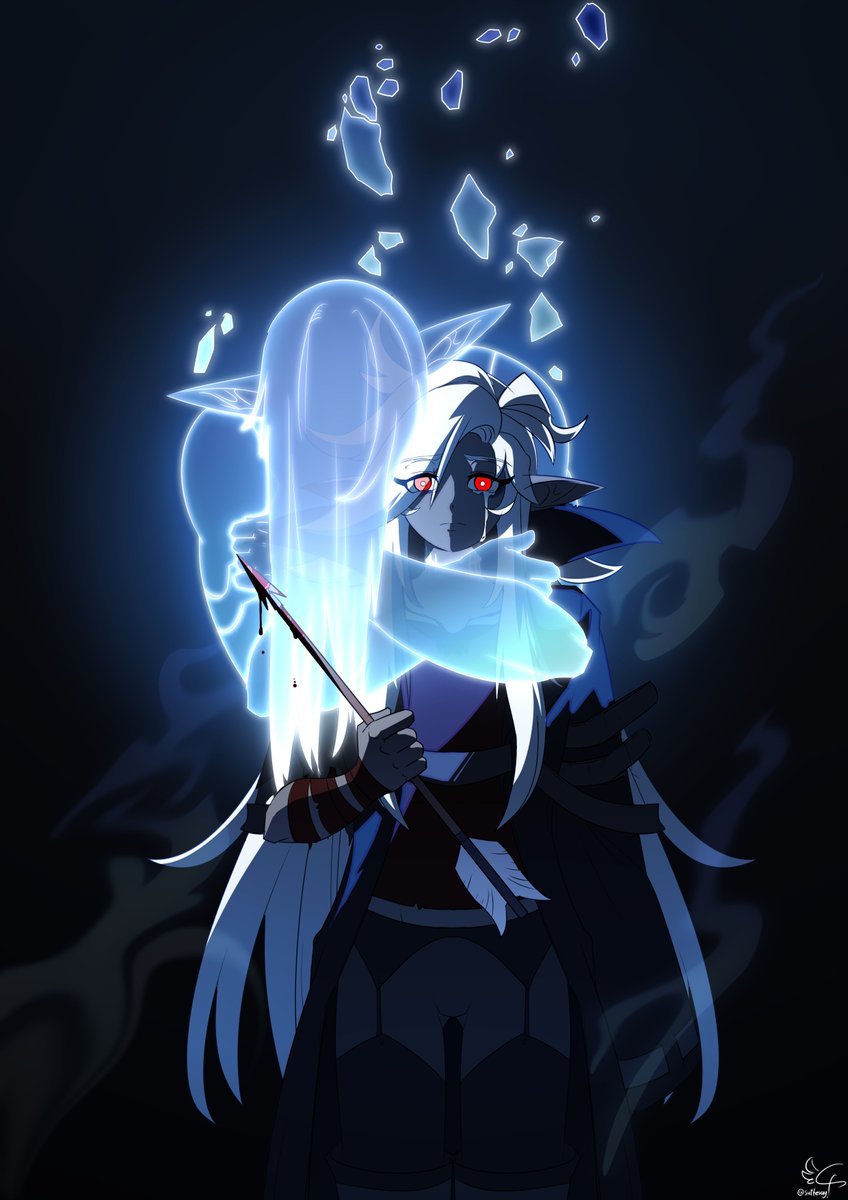 sufferay's tweet photo. #dnd #dnd5e #dndart  #dndoc #DnDcharacter #Drow 
哥哥的地缚灵
#drowcember #drowcember2022
Day 23 :Undead / Haunted https://t.co/shlgaQ5WX0