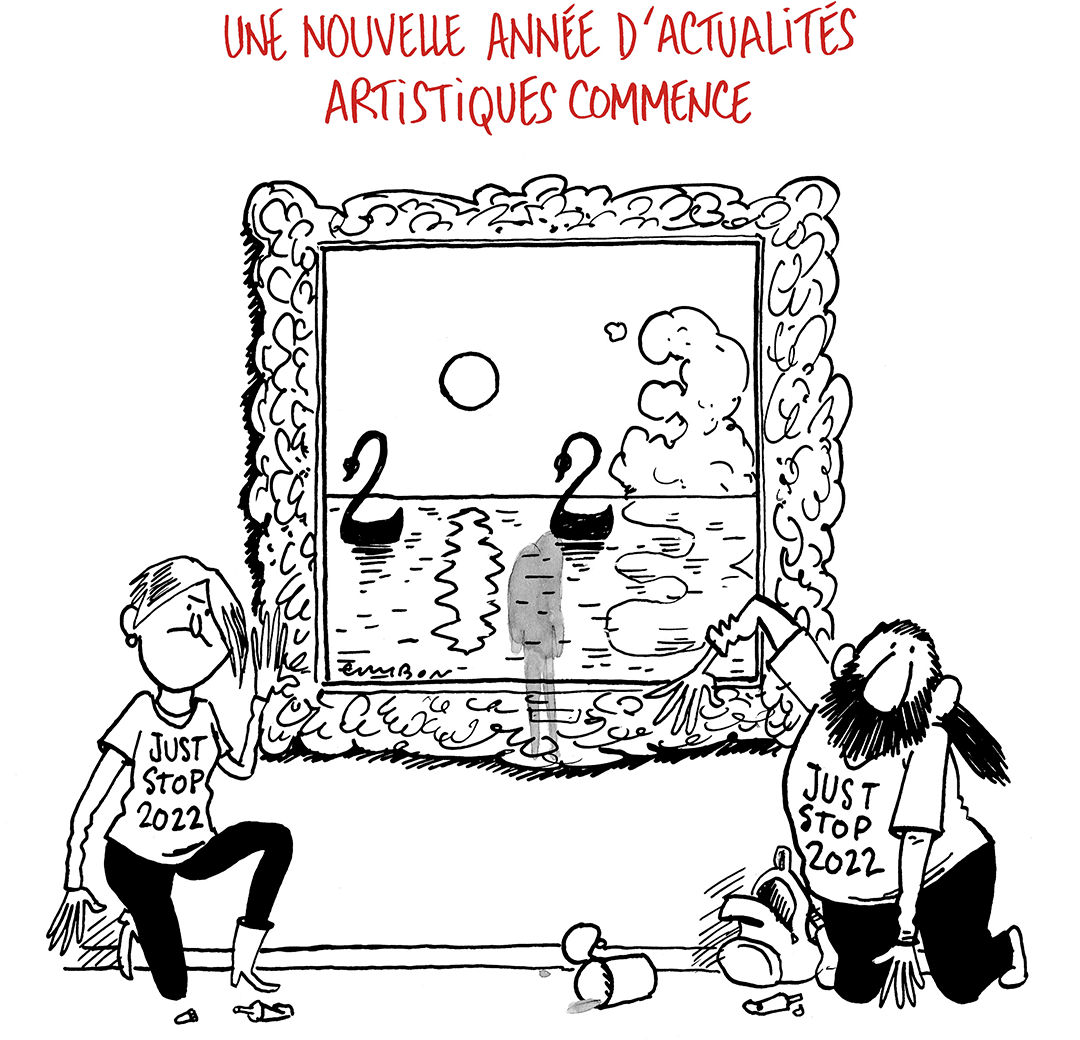 ✏️ Le dessin de la semaine par #MichelCambon pour #LeJournaldesArts. 
#dessindepresse #humour #art #culture #écologie #activisme #bonneannée #2023 #nye #fêtes #meilleursvoeux
lejournaldesarts.fr/actualites/202…