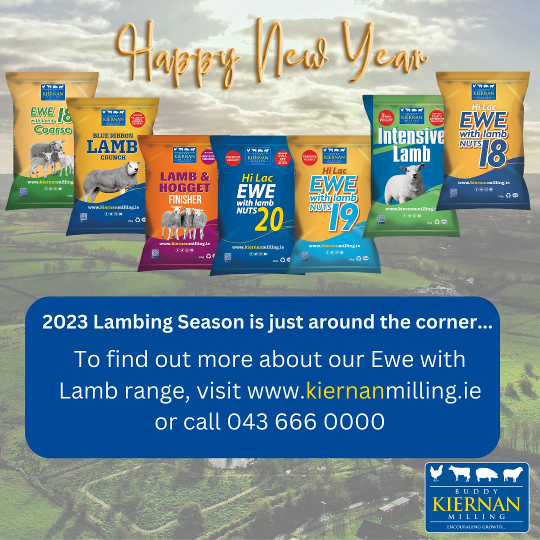 2023 lambing season is just around the corner...🐏
To find out more, visit kiernanmilling.ie or call 043 666 0000.

Happy New Year🎆 

#lambingseason #2023lambingseason #qualityanimalfeeds #kiernanmilling