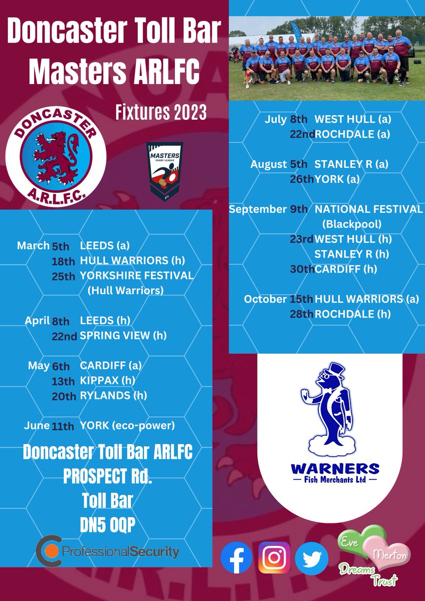 Donnytollbar's tweet photo. Our Masters fixtures are locked in and training will resume on Thurs 5th Jan at 18:45. Our 1st team begin their pre-season on Sat 7th Jan, looking forward to the challenge cup draw, and our junior section will be returning shortly so stay tuned for dates.💙💜🏉

#Raisingthebar https://t.co/6uRA94Ia01