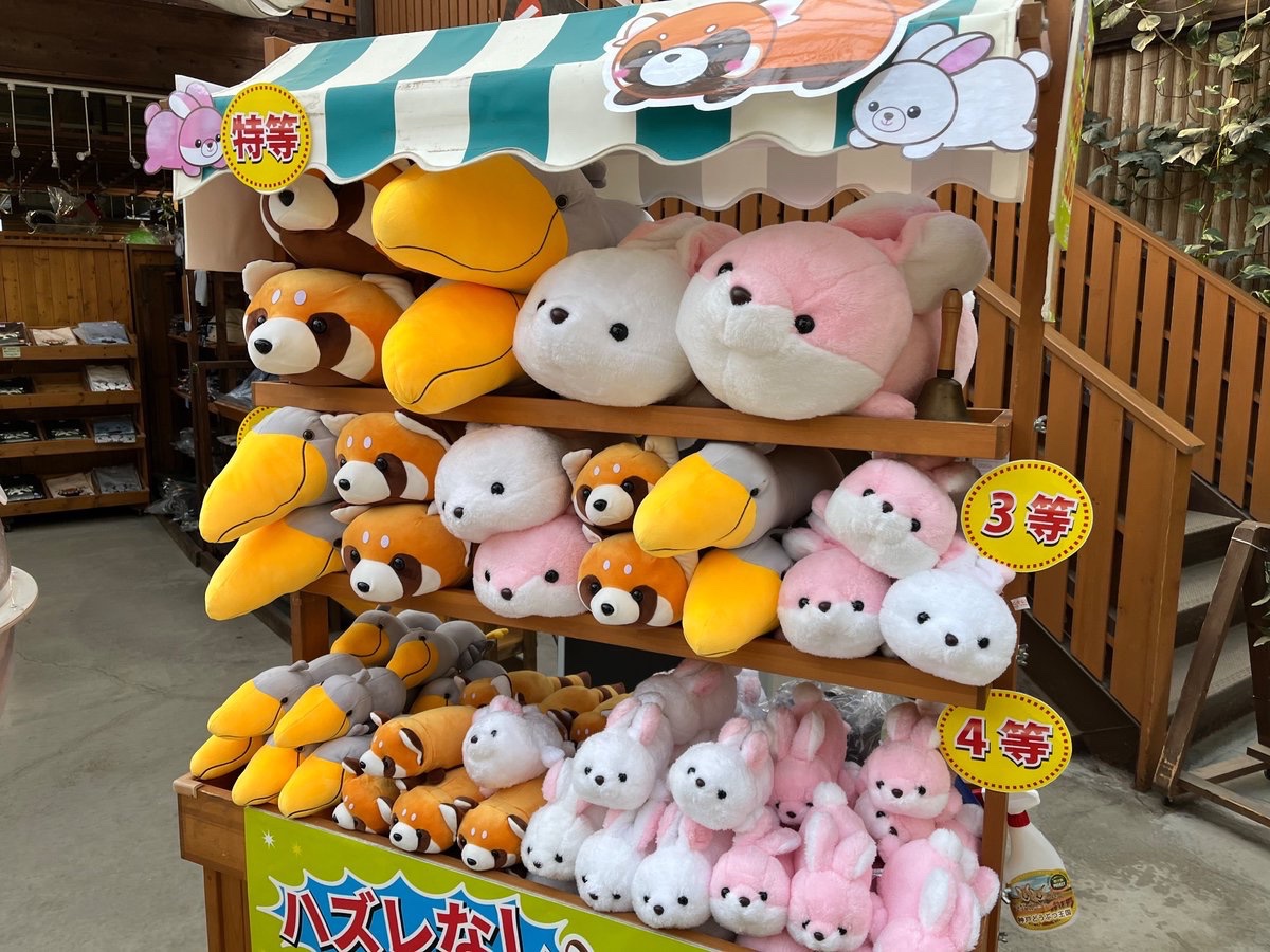 kobe_netshop's tweet photo. 神戸どうぶつ王国では、干支にちなんでレッサー、ハシビロコウくじに、うさぎのぬいぐるみを追加しております。🐰

特等、2等、3等、4等とございます。
「ハズレなし必ずどれかが当たります！😄」
今年最初の運試しにいかがでしょうか？

※景品によっては無くなり次第終了するものがございます。 https://t.co/BqQLSWKEj3