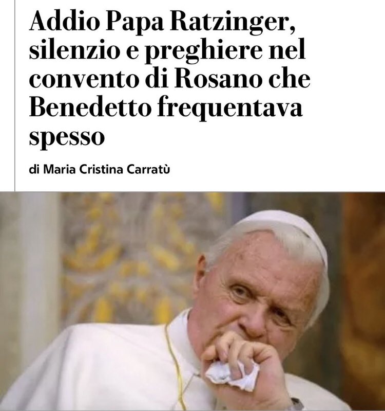 broderly's tweet photo. For an hour yesterday La Repubblica illustrated an article about the death of Benedict XVI with a photo of Anthony Hopkins https://t.co/oNfxGqtnrJ