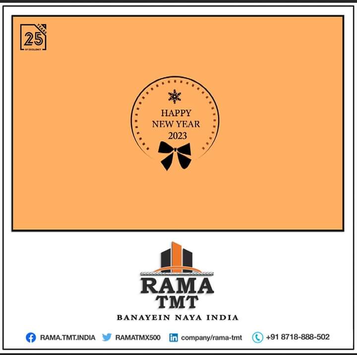 RAMATMX500's tweet image. May This Year Bring new Happiness, Goals, Achievements, And a Lots of New Inspiration for ur Life. Wishing u a Year Fully Loaded with Happiness. Hope the Coming Year is a Joyful Ride for u and ur Family. 
Wishing u&amp;amp;ur family the Best Year2023.
#Rama TMT Rebar
#Banayein Naya India