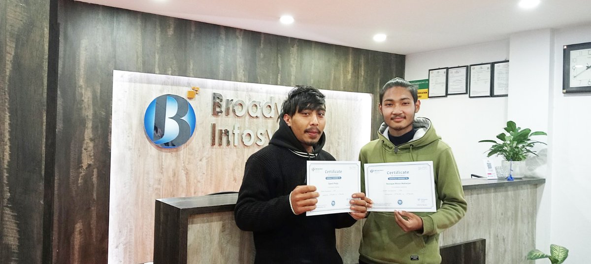 broadwayinfosys's tweet image. Broadway Infosys certifying our students for their course completion!

Here are some glimpses of students receiving their respective certificates!

Wishing you all the best for your future endeavours!

#Certification
#ITTraininInNepal
#InternshipAndPlacement
#BroadwayInfosys