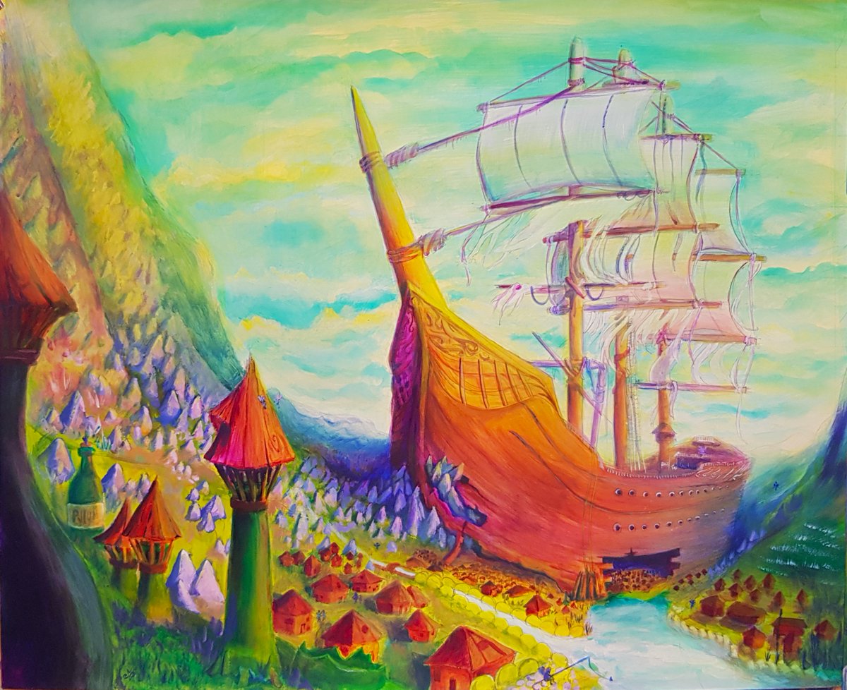 Noctwinter_'s tweet photo. Navire Abandonné. Peinture en format raisin a l'acrylique. #peinture #paint #ship #pirate #fantasy https://t.co/3q7uDEwaPj