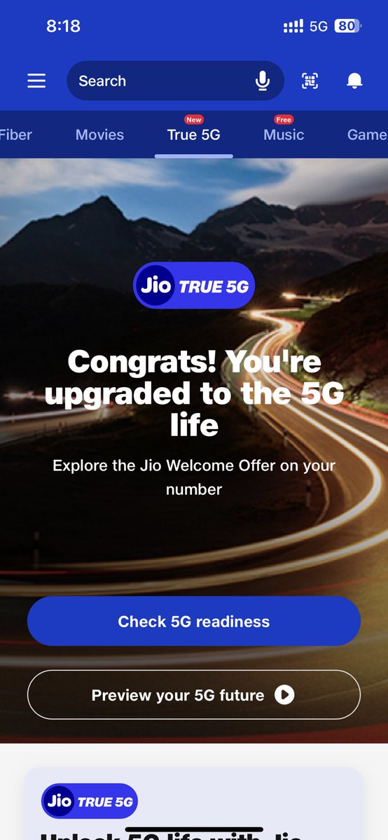 iamparas's tweet photo. Today I got this message on My Jio When I check 5g readiness it show error welcome offer not applied. What is the issue?? @JioCare @reliancejio https://t.co/nggA0PtEir