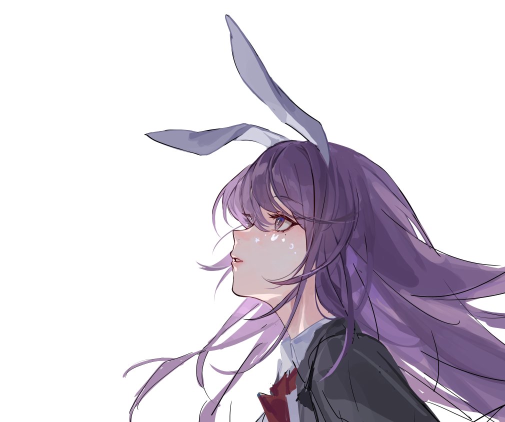 reisen udongein inaba 1girl animal ears solo long hair rabbit ears white background purple hair  illustration images