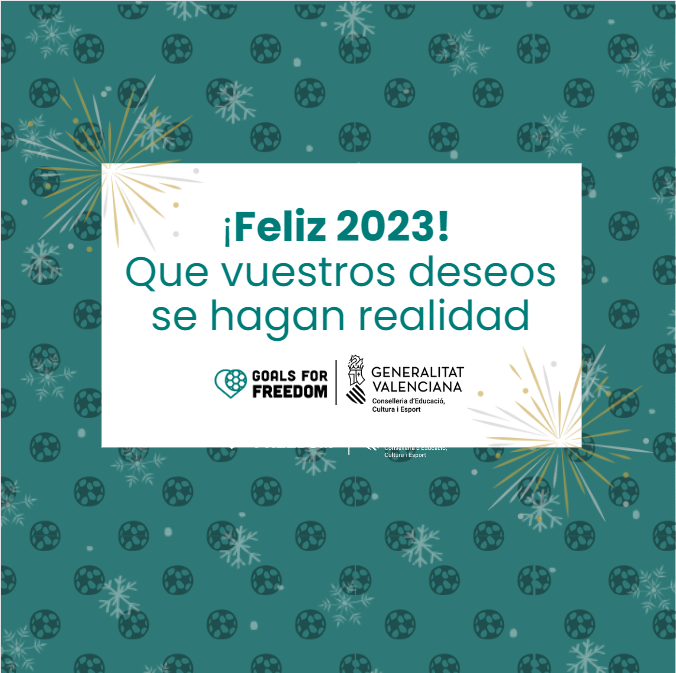 goalsforfreedom's tweet photo. ¡Desde #GoalsForFreedom os deseamos un feliz año nuevo! 🥂
Que este año llegue cargado de amor, felicidad y salud y podáis cumplir todos vuestros deseos. ❤️
¡Feliz 2023 a todos y todas! https://t.co/w482KrC39n