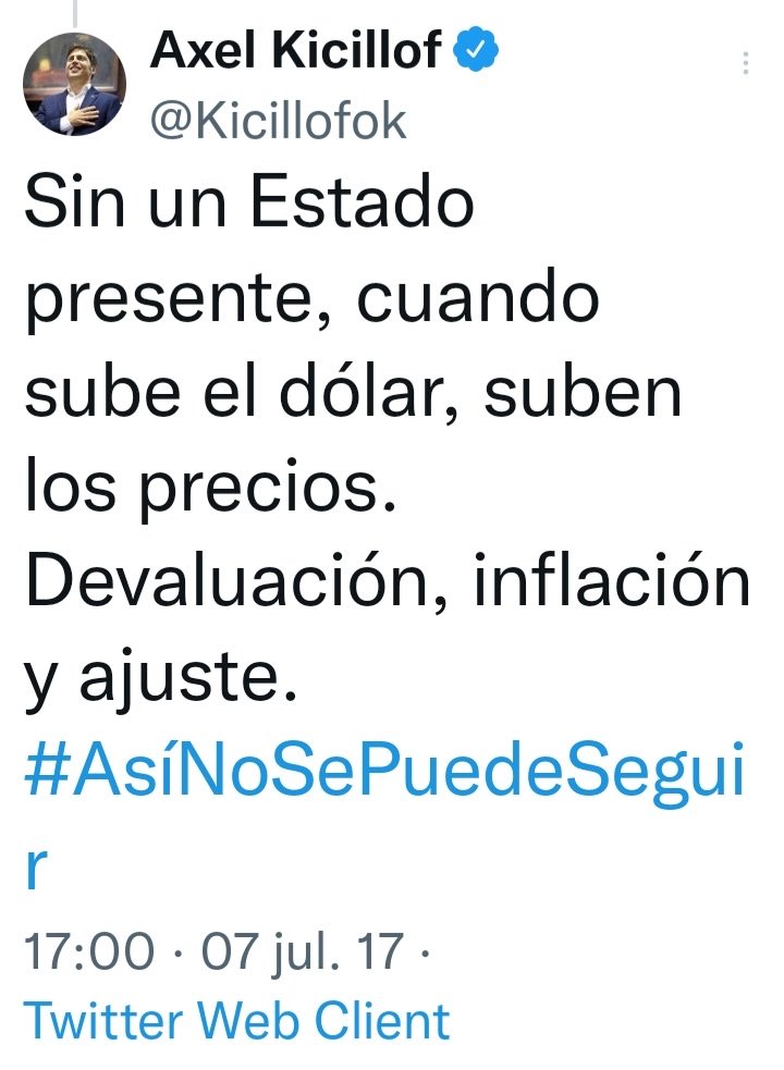 Silviachevriau1's tweet photo. Y el dólar ? Cuánta queja marchas y piedras y hoy nadie sale a protestar! Espero que al gobierno que entre no le hagan lo mismo porque para reconstruir este desastre va a llevar años y sacrificio solo se logra terminando con la korrupcion!
#KNunkaMas
#MM23
#GobiernoTerminado https://t.co/Eb2cYH7wrO