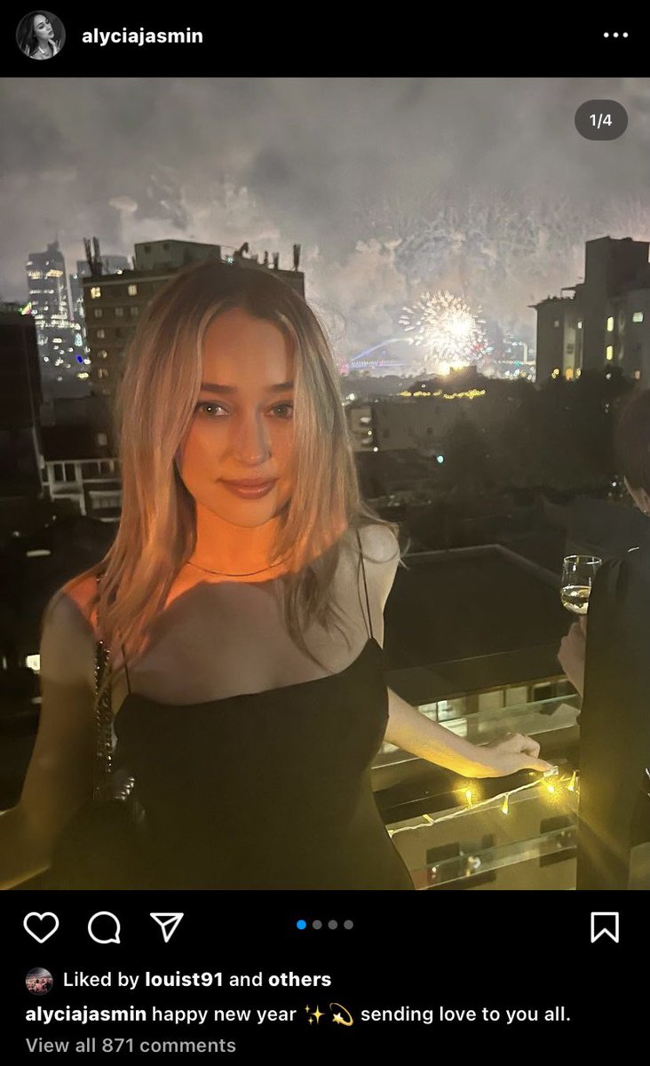 📲| Louis le dió like al post de Alycia Jasmin que habla sobre el festejo en año nuevo