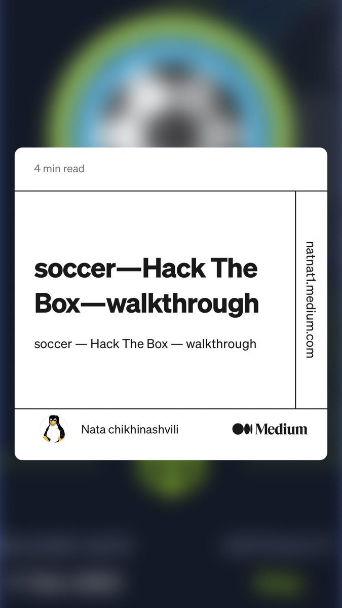 chikhinashvili's tweet image. Checkout my new hack the box writeup- soccer 
#hackthebox
#hacktheboxwriteup
#hacktheboxwalkthrough