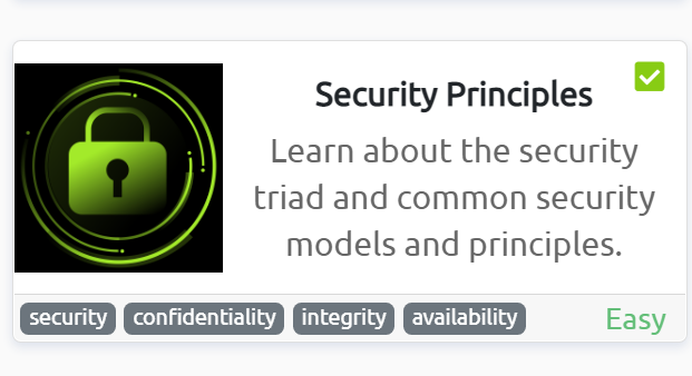 wearyandroid's tweet photo. Security Principles - I have just completed this room! Check it out: https://t.co/WQnNRo8M5y #tryhackme #security #100daysofhacking #zero trust #defence-in-depth #threat #risk #vulnerability #securityprinciples via @tryhackme https://t.co/105WVyCld2