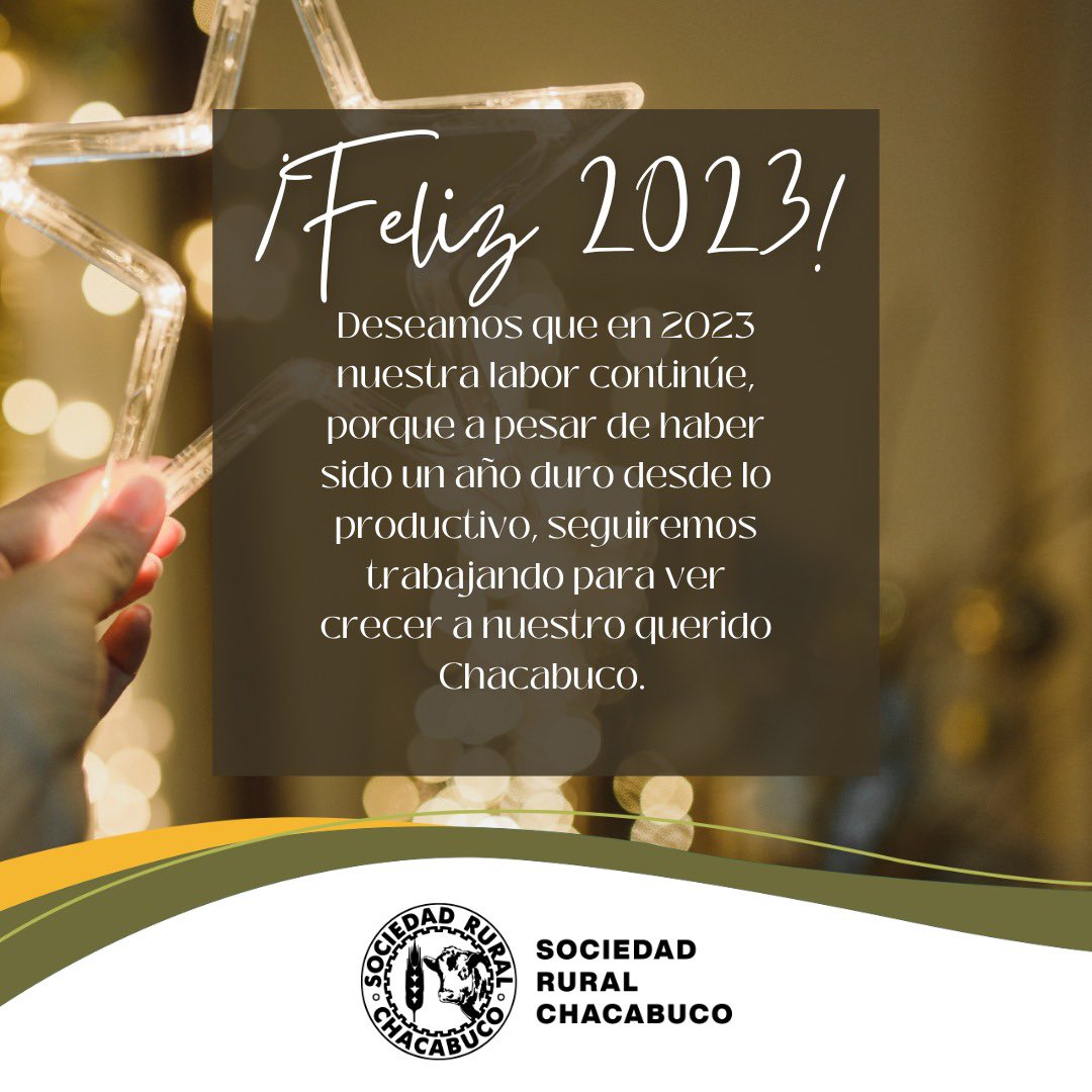🌟✨Deseamos que en 2023 nuestra labor continúe, porque a pesar de haber sido un año duro desde lo productivo, seguiremos trabajando para ver crecer a nuestro querido Chacabuco. 🌟✨

¡Feliz año nuevo!🙌🌟