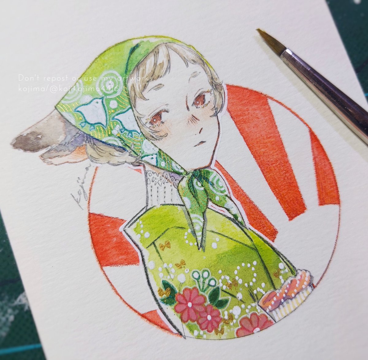 「描き初め 」|小嶌❇個展4/1(土)〜4/13(木)のイラスト