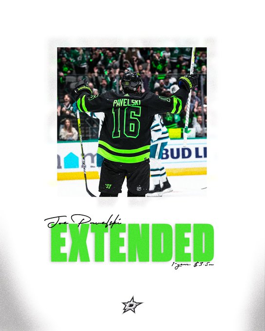 Joe Pavelski Extended 1-year, $3.5m