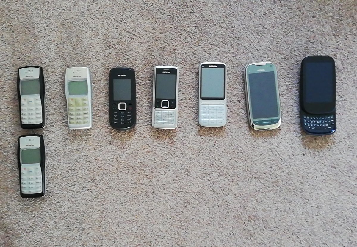 This antiquarian collection of early mobile phones was was casually amassed by members of the Boyle family in Bristol in the early 2000s. It represents an incomplete typological sequence from the robust to those more easily broken with miniscule keyboards. #TheJanuaryChallenge