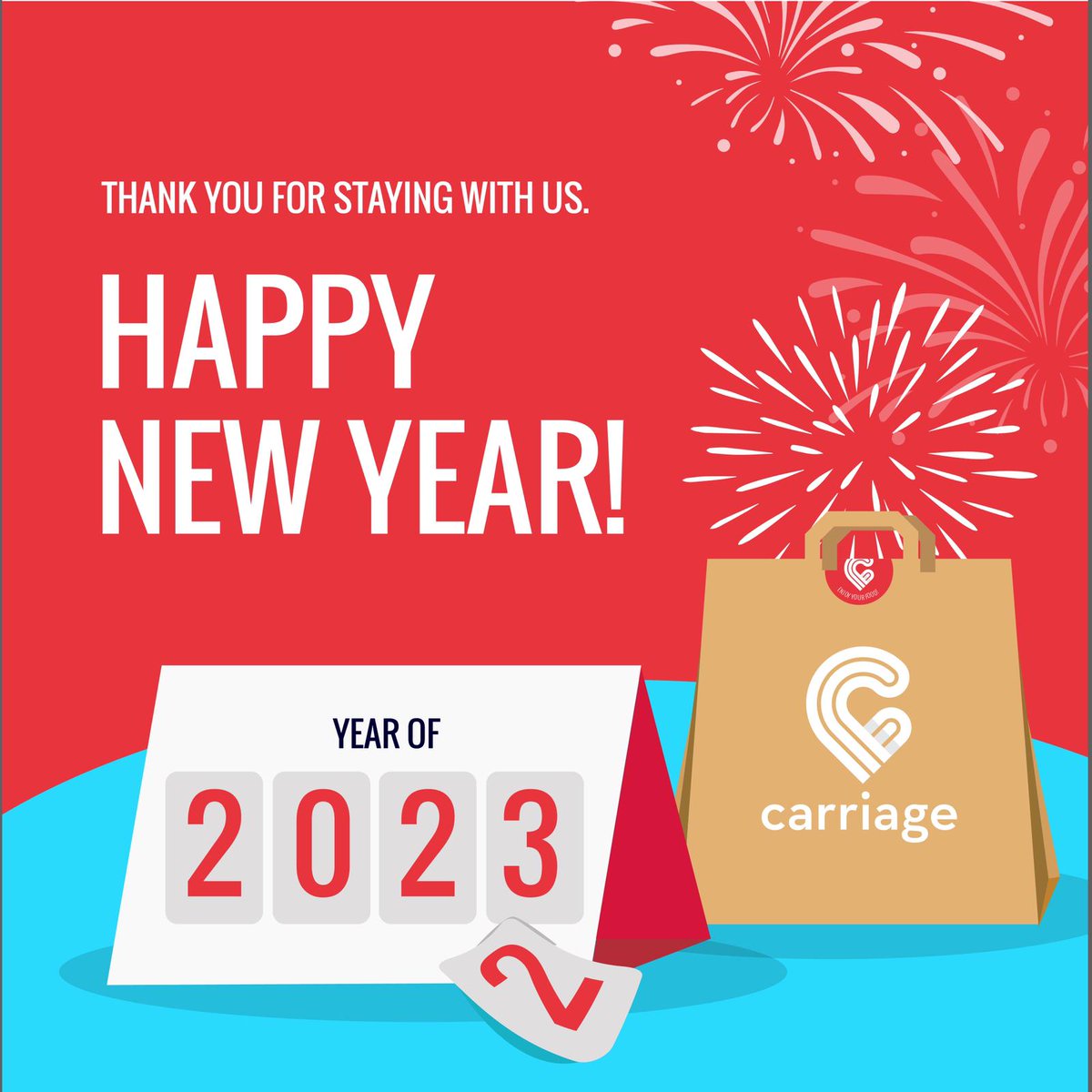 سنه جديده سعيده عليكم من كاريدج 🥳
فخورين بكل اللحظات والذكريات اللي شاركناها معاكم هالعام ❤️
Happy New Year from Carriage🥳
May the new year bring you peace, joy, and happiness❤️