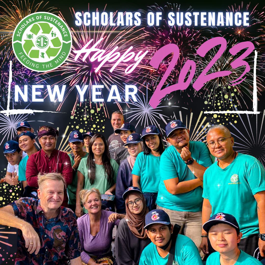 SOS_Bali's tweet photo. A bit late, but HAPPY NEW YEAR 2023 from Scholars Of Sustenance Indonesia! ๐ฅณ
#bali #HappyNewYear2023 #indonesia #foodrescue #zerowaste #zerofoodloss https://t.co/cm0aGcPb85