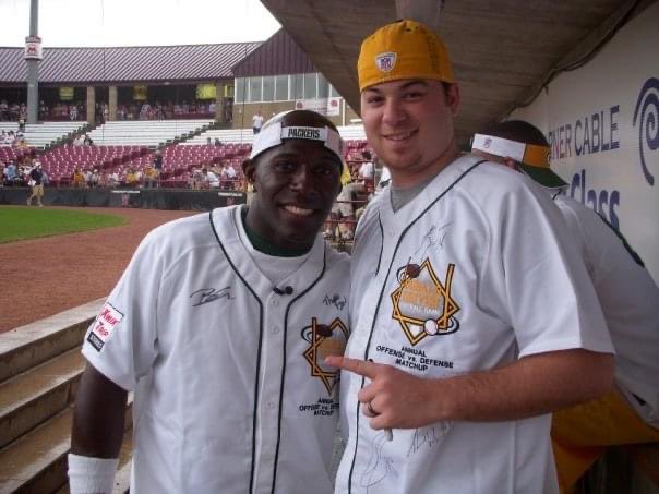 Sfapackerbacker's tweet photo. @Donald_Driver80 Happy New Year! In 2009, I was blessed to play in your charity softball game. In 2023, I could be blessed to be in the Green Bay Packers Fan Hall of Fame! I need votes! #GoPackGo
-Jimmy Krueger 
https://t.co/eOMUdjoXZq https://t.co/mBQO8ooZO6