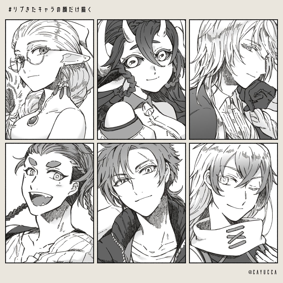 描き初めにお借りしました。ありがとうございました💛楽しかったです!
#リプきたキャラの顔だけ描く 