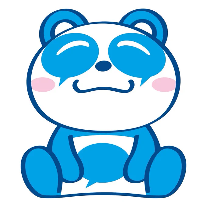 Here's the first new mascot of the new  A blue panda named Share Share, with speech bubbles on its body, is the new mascot for CBC TV in Nagoya City. 