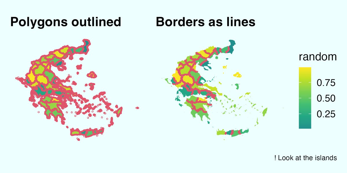 ikashnitsky's tweet image. 🗺️ New blog post: The easiest way to radically improve map aesthetics
🔗 ikashnitsky.github.io/2023/map-borde…
🌟 Here I present a super easy and powerful datatviz improvement to fix a common nasty issue with simple maps
tl;dr: just add borders as lines in a separate spatial layer 1/4