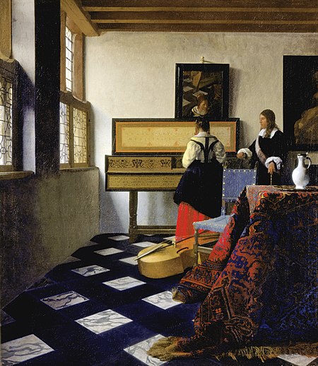 Musica lætitiæ comes medicina dolorum 

'Musica compagna della gioia, medicina dei dolori'

Questo è il motto, che leggiamo sul virginale  che Johannes Vermeer raffigura nella sua celebre opera.

#CapodannoFenice 🎼
#SalaLettura

#art  'Lezione di musica'
J. Vermeer,1662 circa