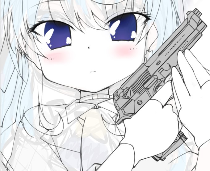 生まれて初めて描いてる拳銃
トレスしたけどね 