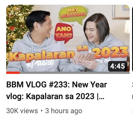miguelrcamus's tweet photo. The President's vlog is truly a universe apart from the rest of the country, posting this vlog at 6PM (Manila time) many hours after an airport power outage disrupted hundreds of flights affecting at least 56,000 passengers on New Year's Day. https://t.co/9IakZtRynn
