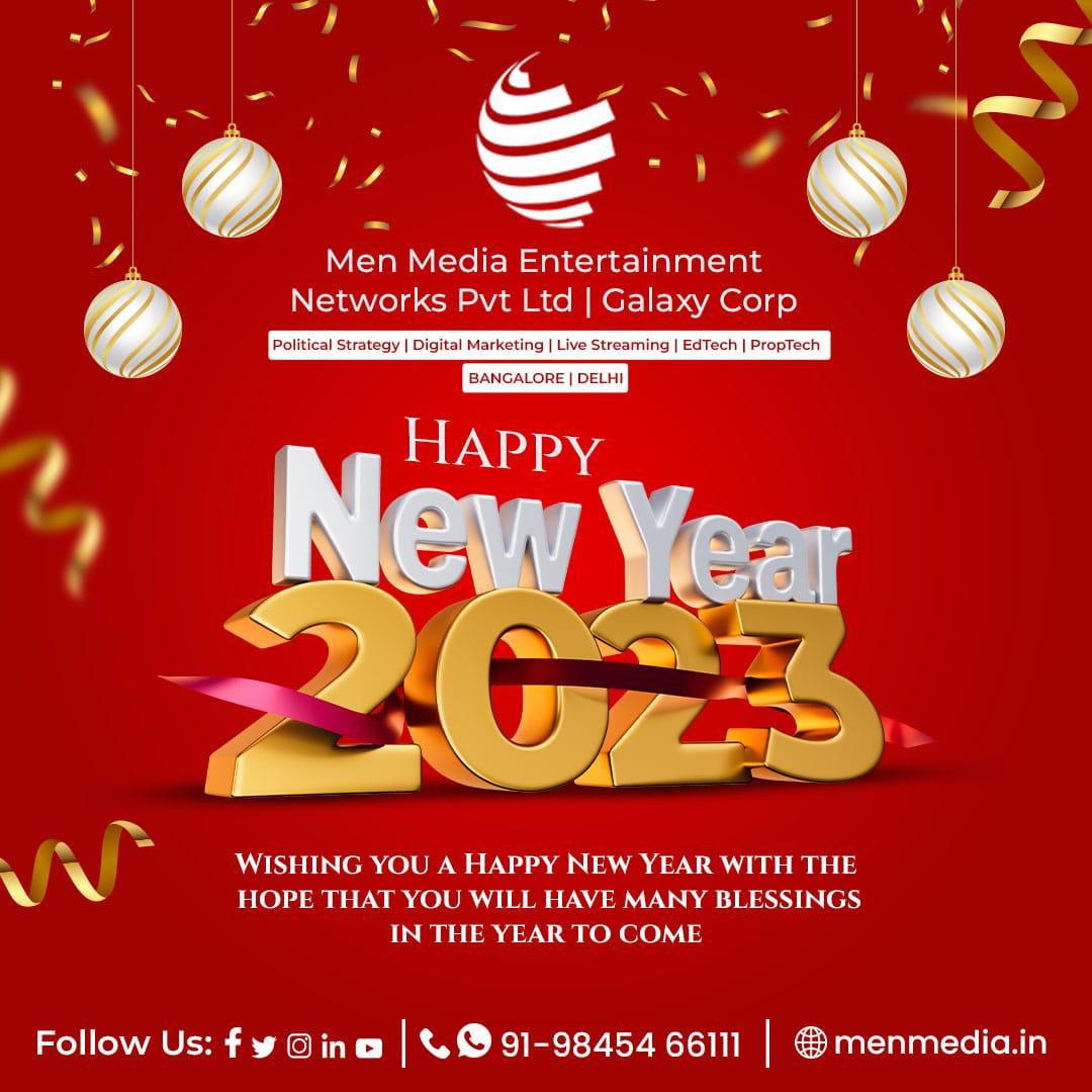 MenMedia_india's tweet photo. Wish you a sparkling New Year! Happy 2023!

#MenMedia #menmediaentertainment 
#digitalmarketing #digitalmarketingagency #politicalstrategy #livestreaming #socialmediamarketing #Bangalore https://t.co/NuYQ5Wnwbr